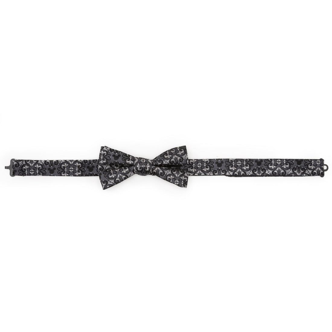 Disney Mickey Mouse Damask Pattern Silk Bow Tie Gray Black - Image 5