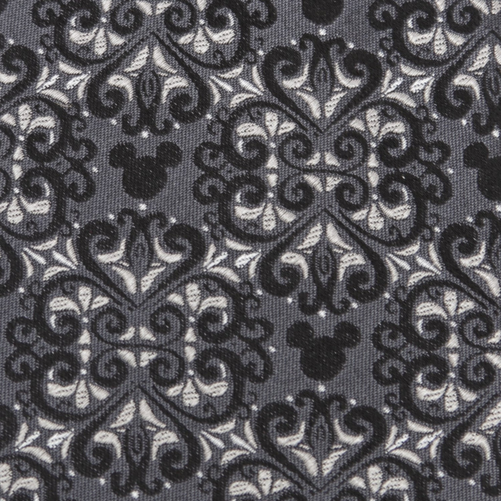 Disney Mickey Mouse Damask Tile Silk Tie in Gray and Silver - Image 4