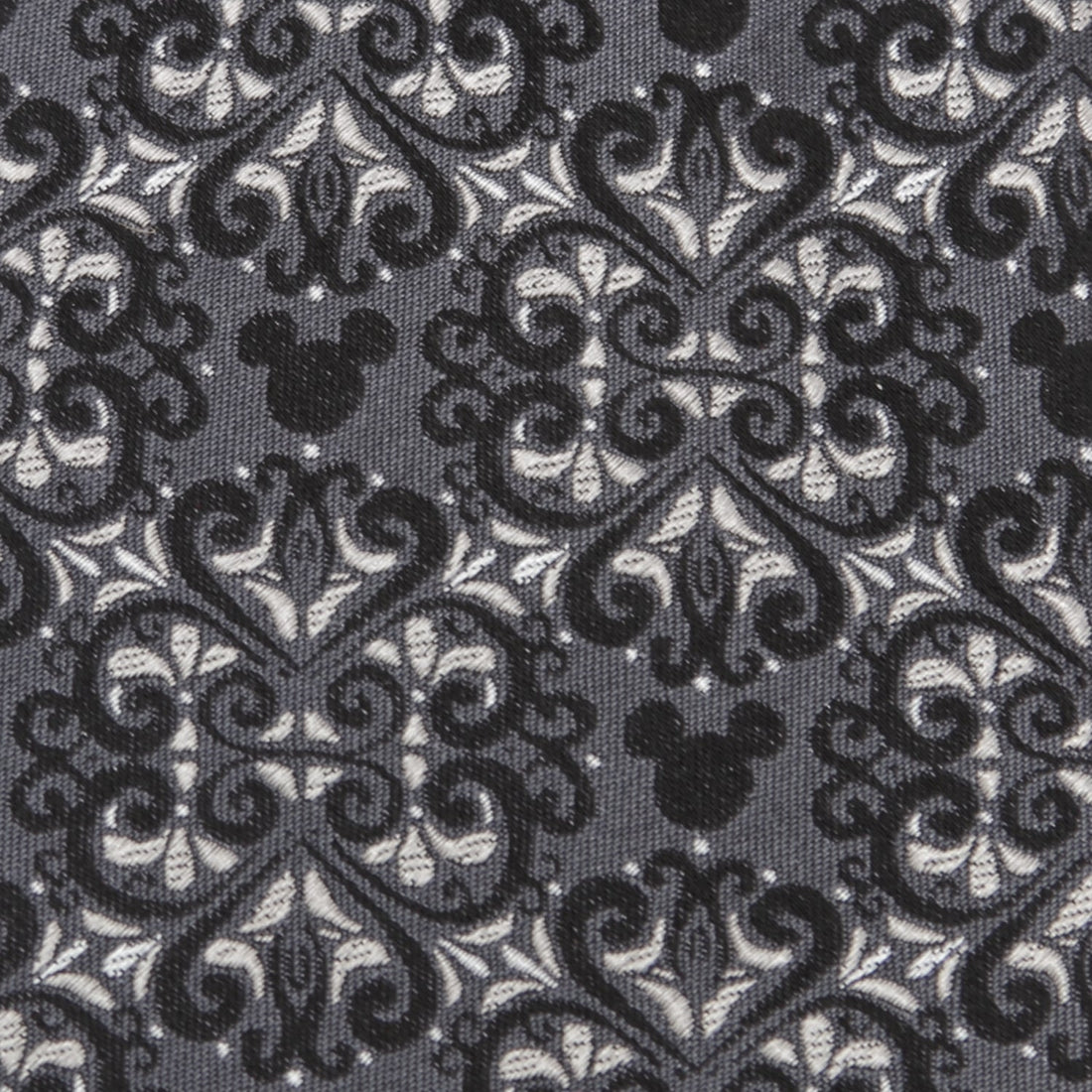 Disney Mickey Mouse Damask Tile Silk Tie in Gray and Silver - Image 4