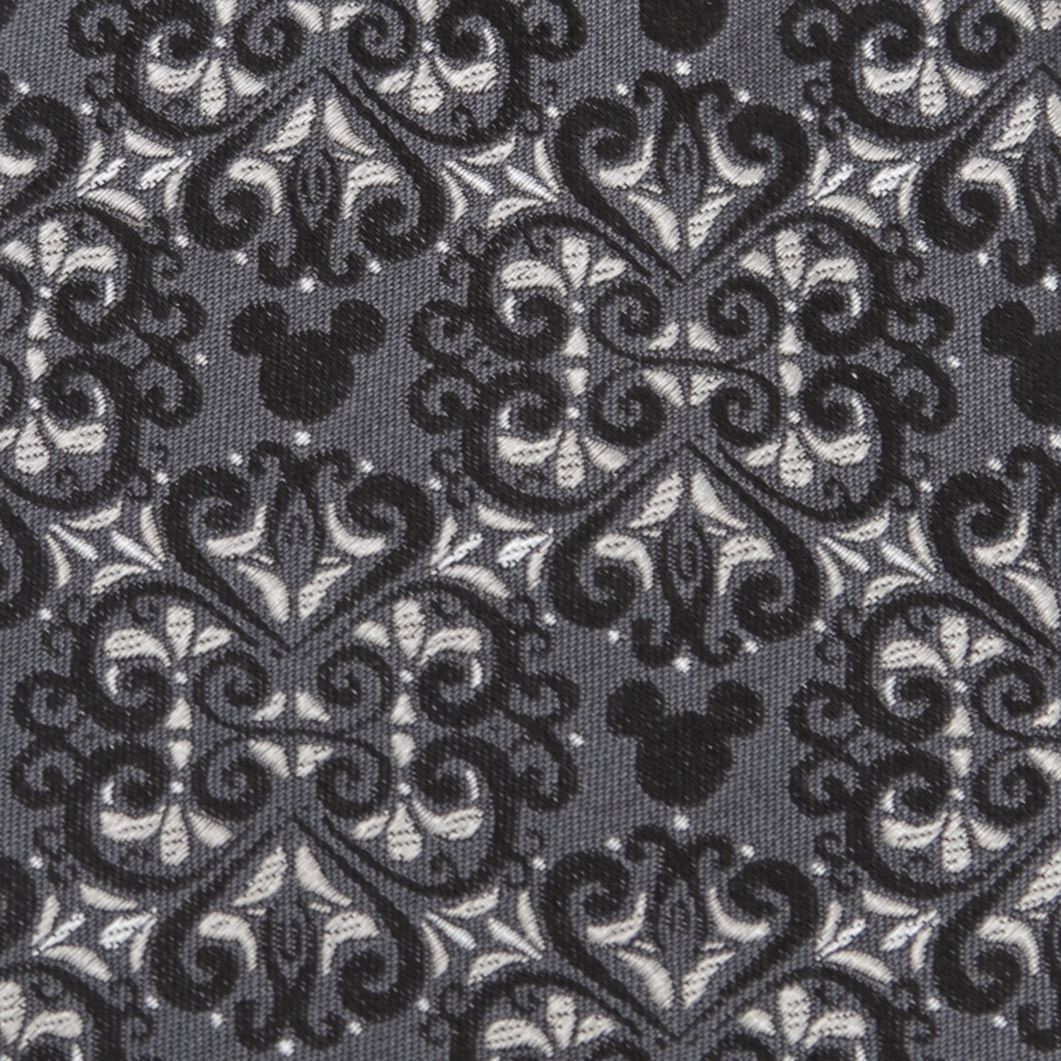 Disney Mickey Mouse Damask Tile Silk Tie in Gray and Silver - Image 4