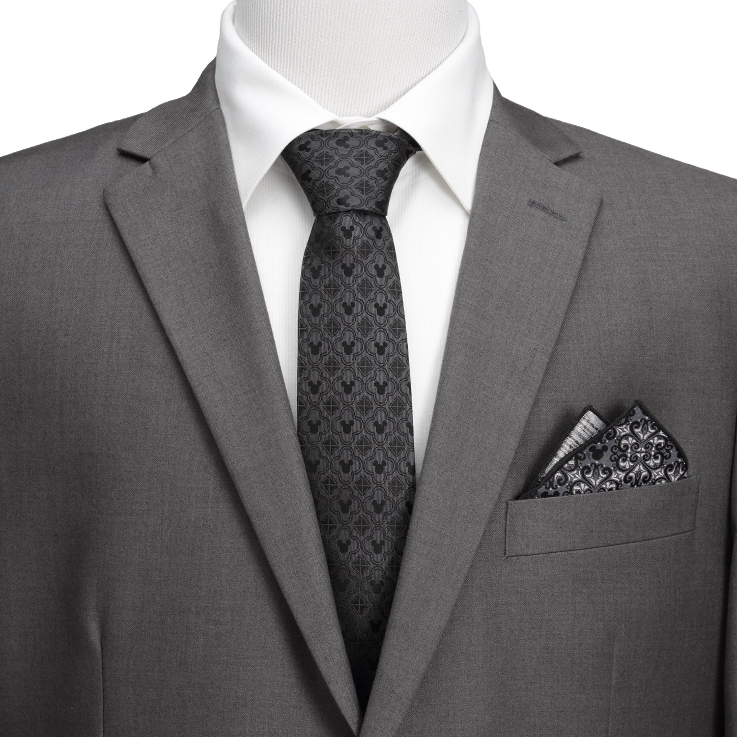 Mickey Mouse Pattern Black Silk Men's Necktie - Image 2