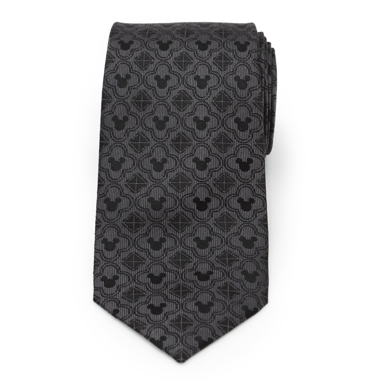 Mickey Mouse Pattern Black Silk Men's Necktie - Image 3