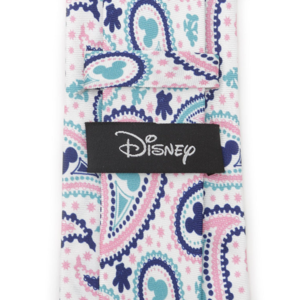 Mickey Mouse Paisley Slim Tie in Teal Navy and Pink Silk - Image 4