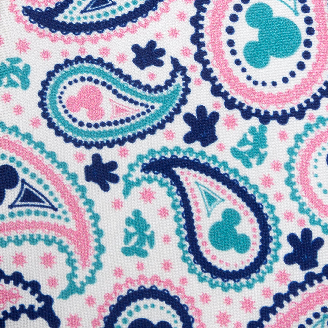 Mickey Mouse Paisley Slim Tie in Teal Navy and Pink Silk - Image 5