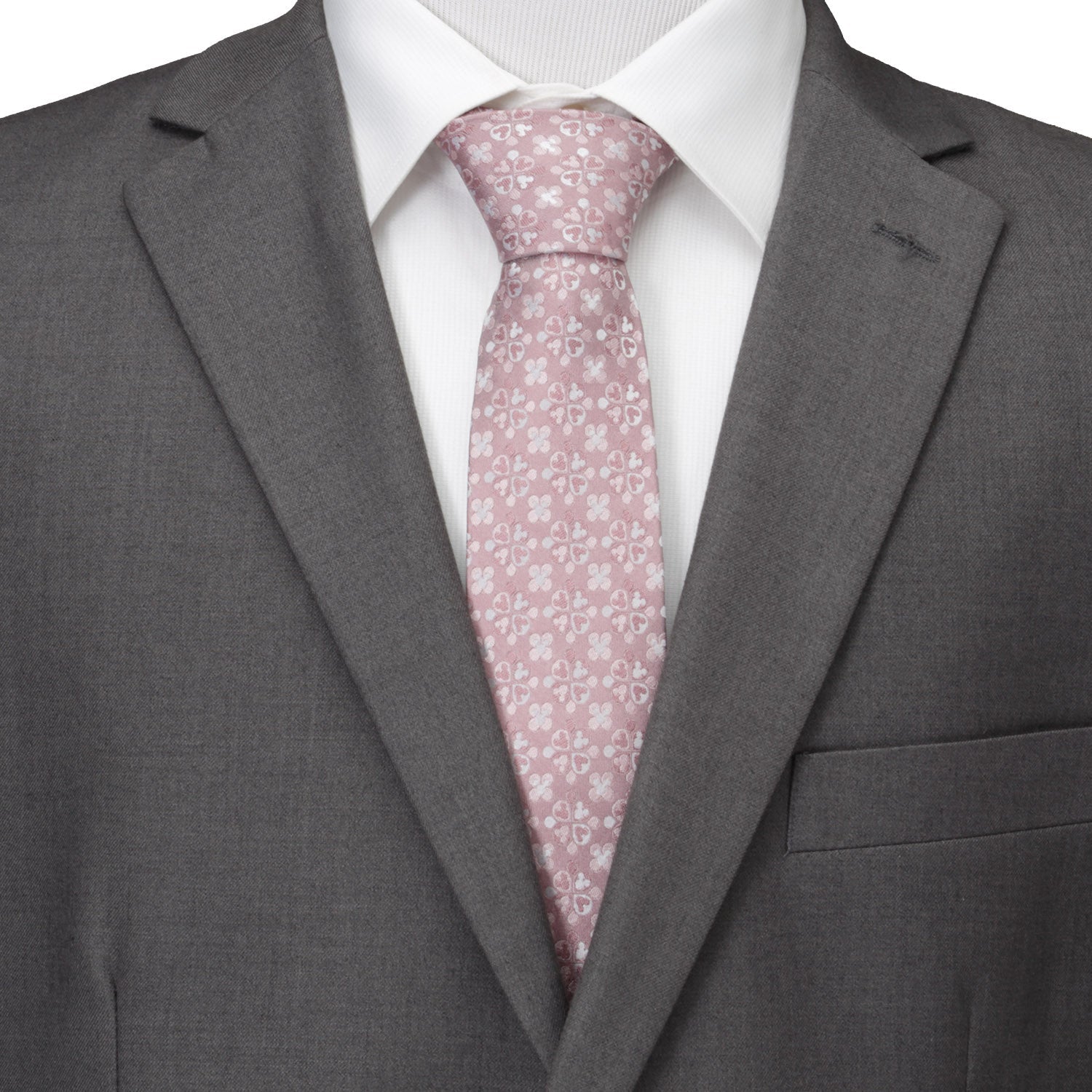 Disney Mickey Mouse Blossom Print Silk Tie in Blush Pink - Image 2