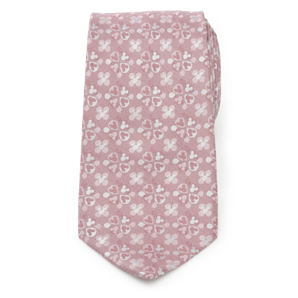 Disney Mickey Mouse Blossom Print Silk Tie in Blush Pink - Image 3