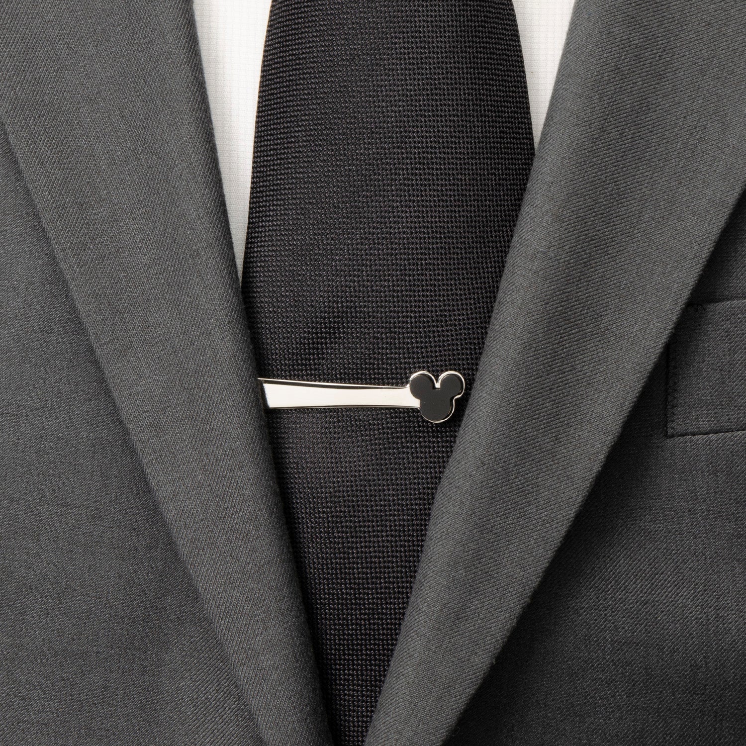Mickey Mouse Onyx and Stainless Steel Tie Bar for Men - Image 2