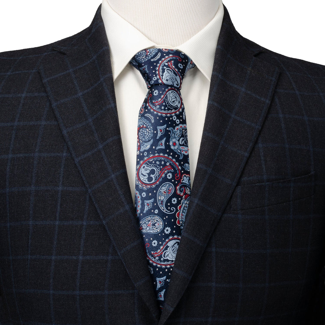 Disney Mickey Mouse Paisley Print Silk Tie in Navy and Blue - Image 2