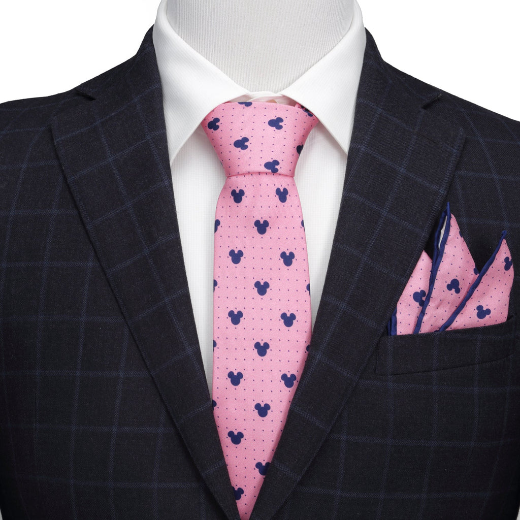 Disney Mickey Mouse Dot Pink Tie and Pocket Square Gift Set - Image 4