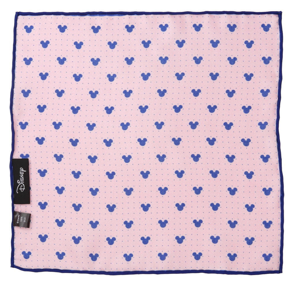 Disney Mickey Mouse Dot Silk Pocket Square in Pink and Navy - Image 2