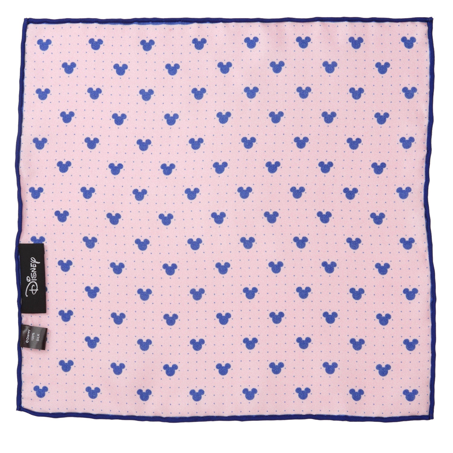 Disney Mickey Mouse Dot Silk Pocket Square in Pink and Navy - Image 2