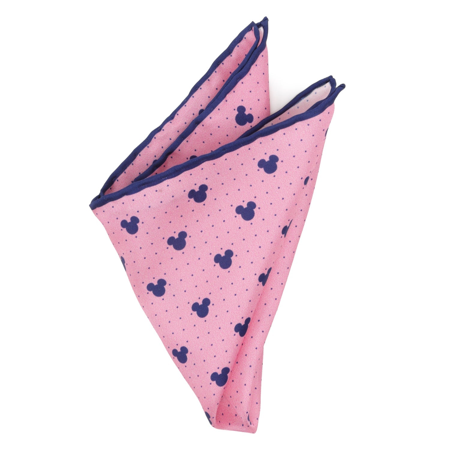 Disney Mickey Mouse Dot Silk Pocket Square in Pink and Navy - Image 3
