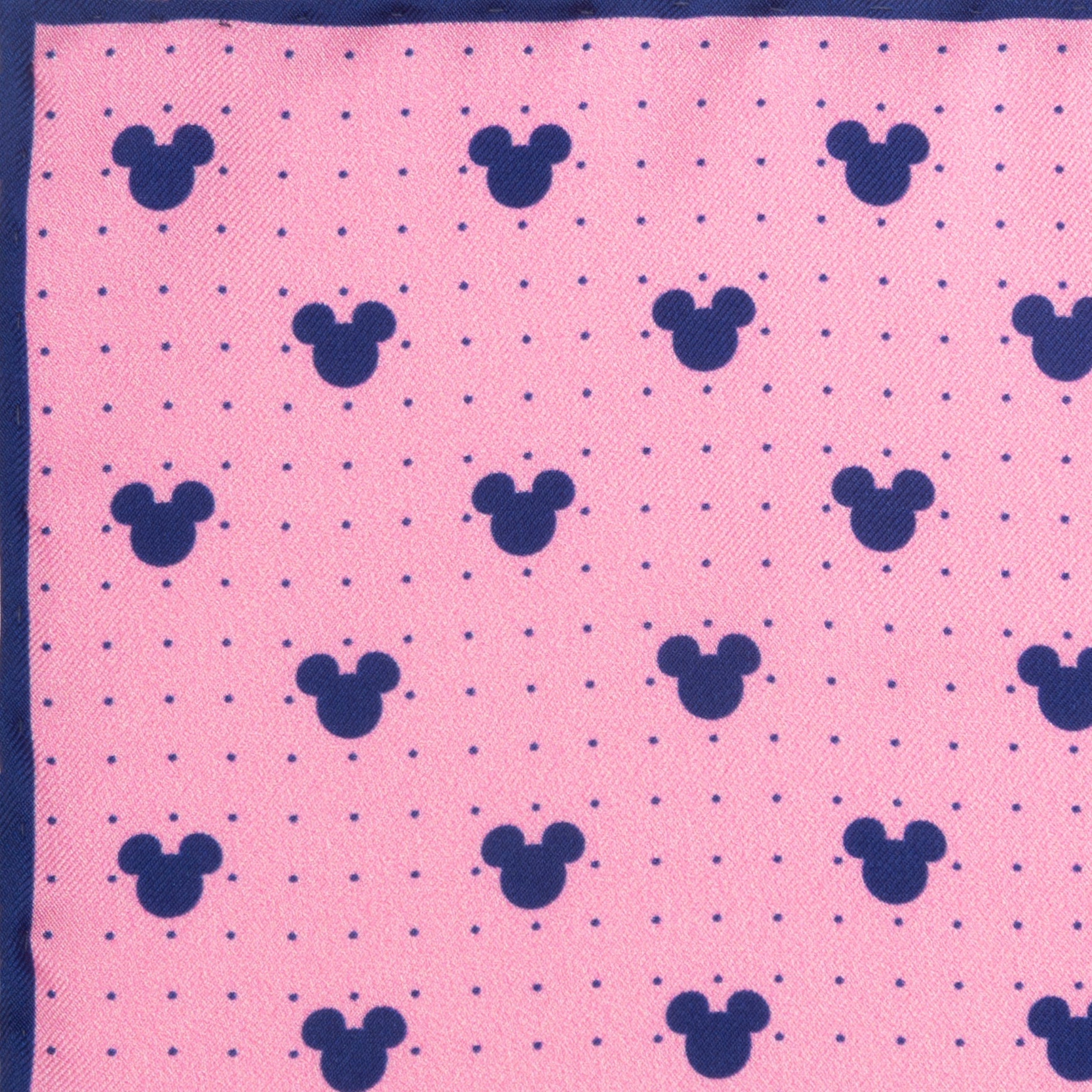 Disney Mickey Mouse Dot Silk Pocket Square in Pink and Navy - Image 5