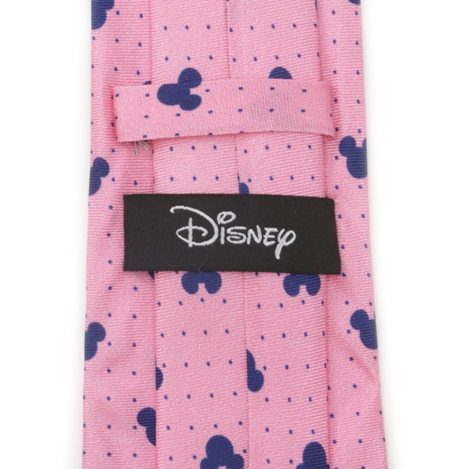 Mickey Mouse Dot Print Silk Necktie in Pink and Navy - Image 4