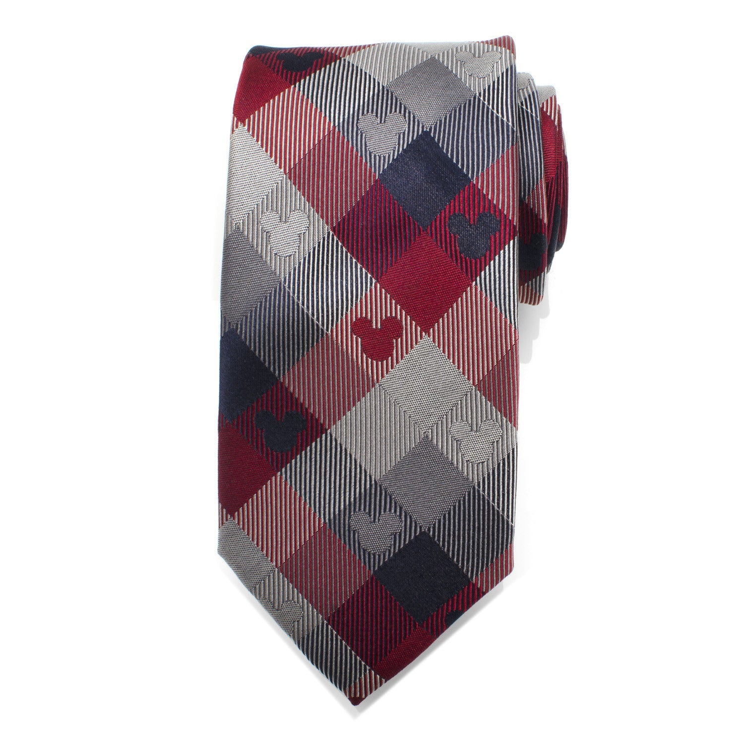 Disney Mickey Mouse Plaid Tie in Red and Blue - Image 3