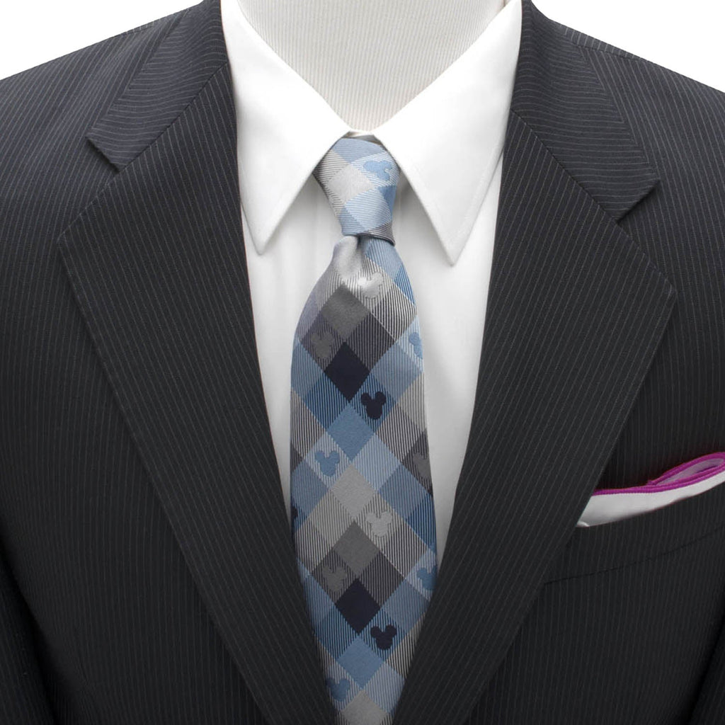 Disney Mickey Mouse Blue Plaid Men's Necktie - Image 2