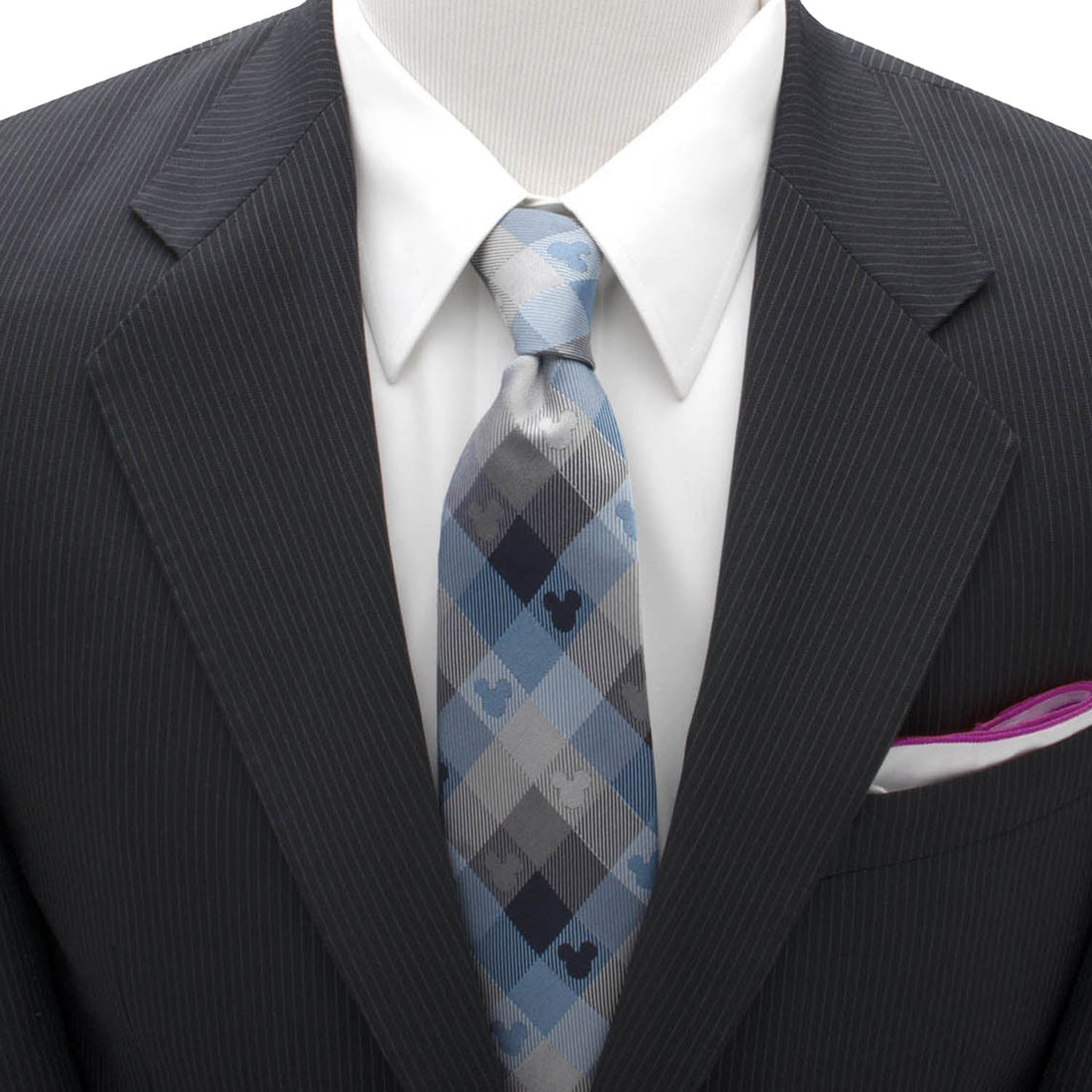 Disney Mickey Mouse Blue Plaid Men's Necktie - Image 2