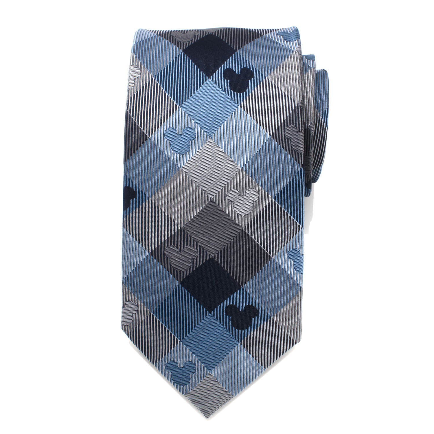 Disney Mickey Mouse Blue Plaid Men's Necktie - Image 3