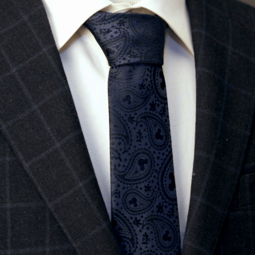Disney Mickey Mouse Navy Paisley Silk Men's Necktie - Image 6