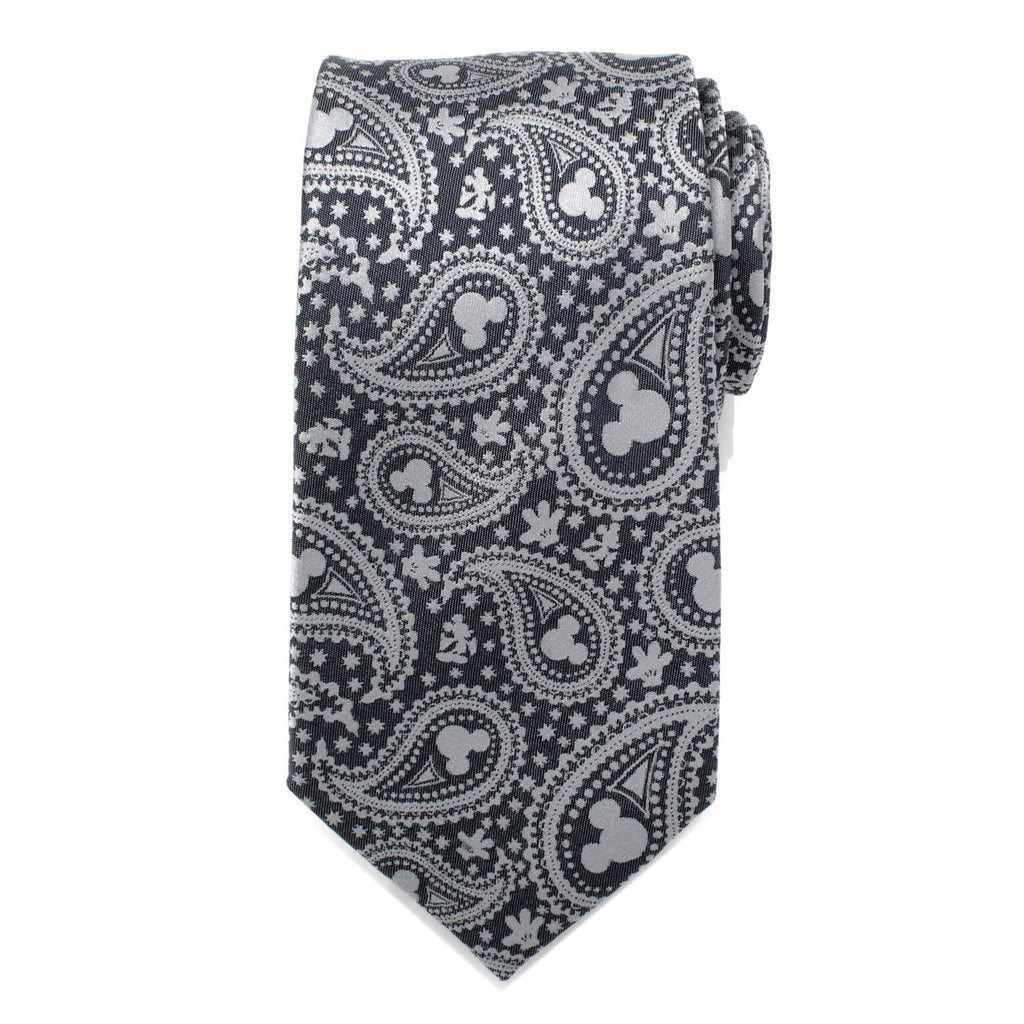 Disney Mickey Mouse Gray Paisley Silk Slim Necktie - Image 3
