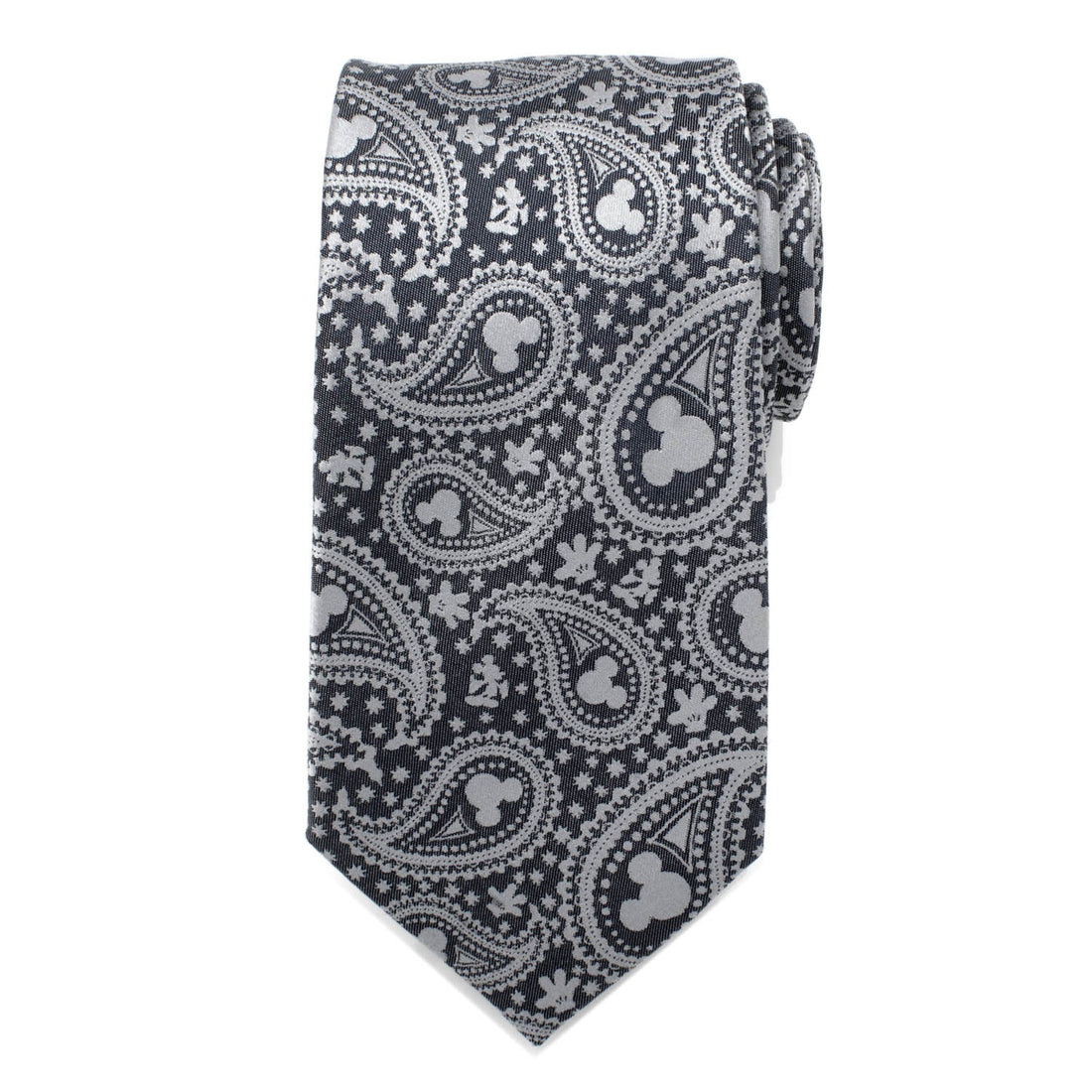 Disney Mickey Mouse Gray Paisley Silk Slim Necktie - Image 3