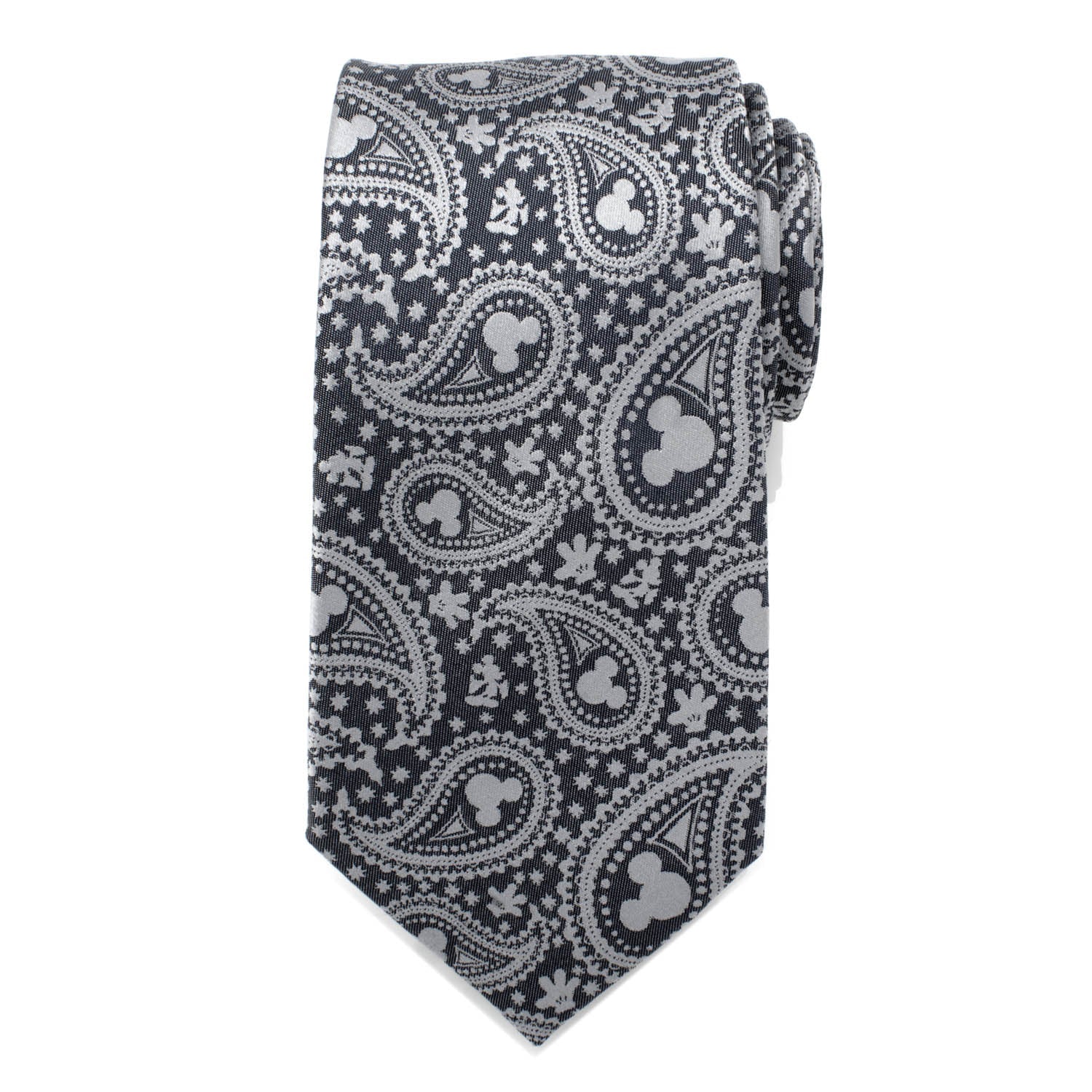 Disney Mickey Mouse Gray Paisley Silk Slim Necktie - Image 3