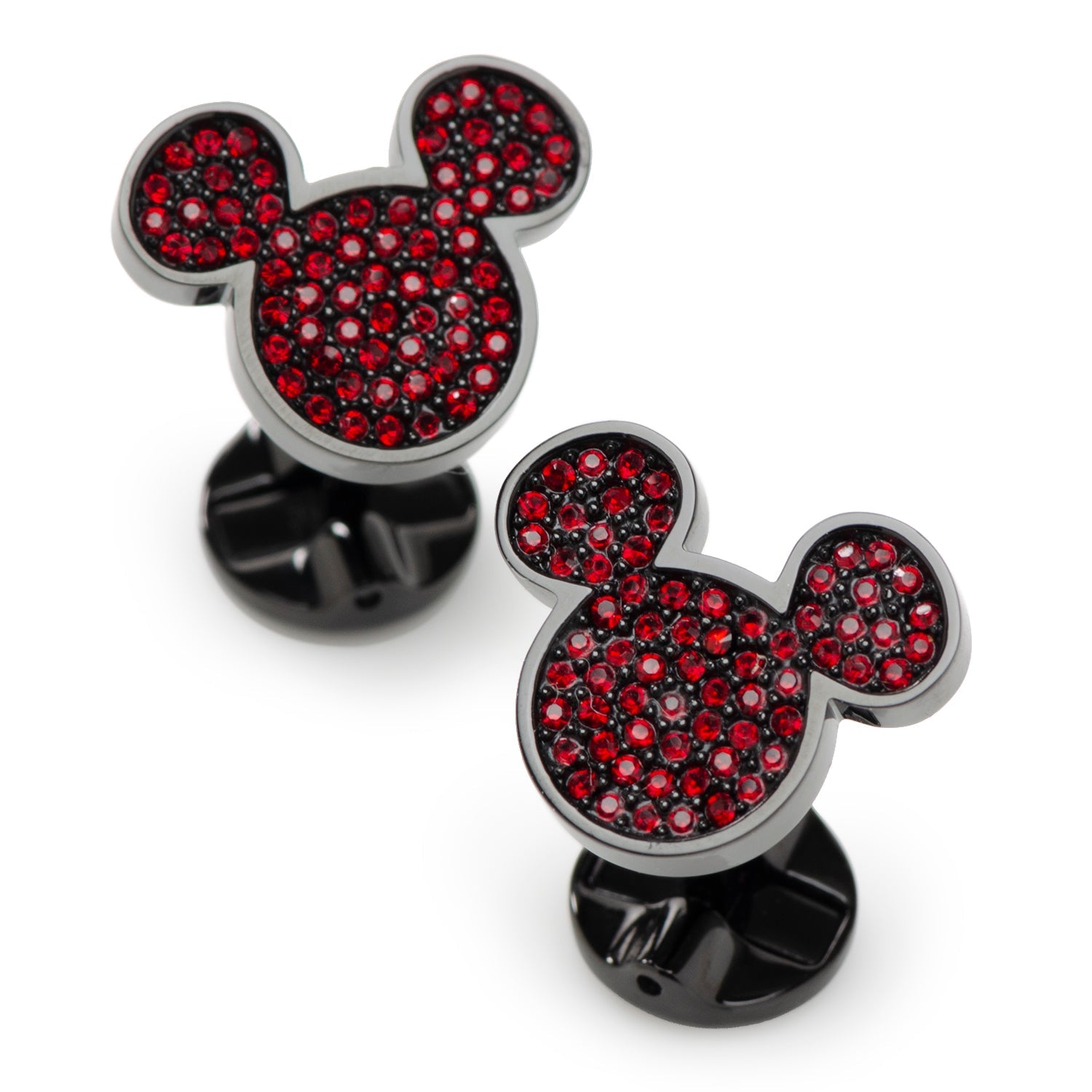Disney Mickey Mouse Maroon Crystal Cufflinks in Black Stainless - Image 2