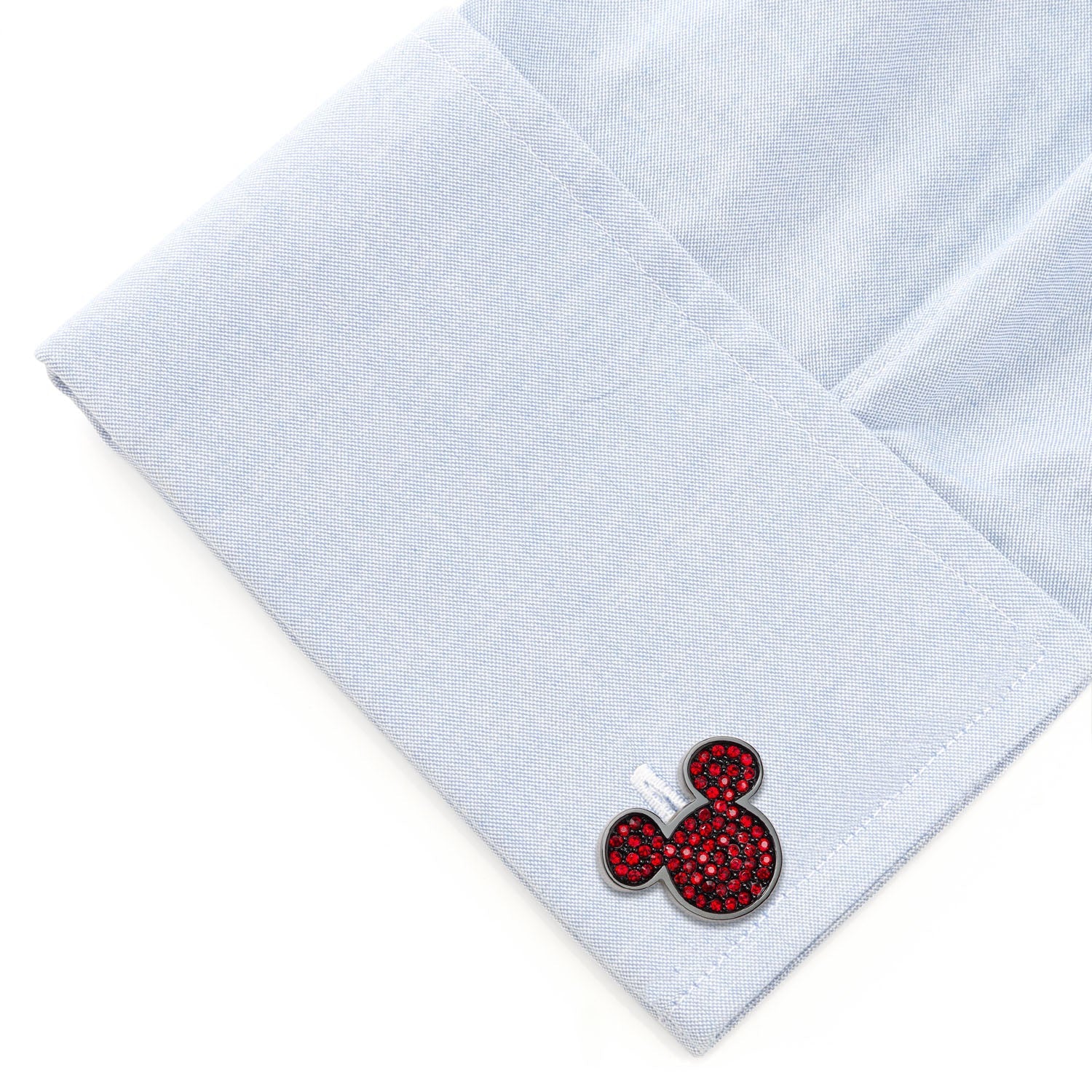 Disney Mickey Mouse Maroon Crystal Cufflinks in Black Stainless - Image 3