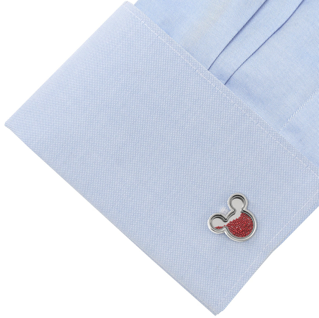 Mickey Mouse Silhouette Red Caviar Bead Cufflinks in Silver - Image 3