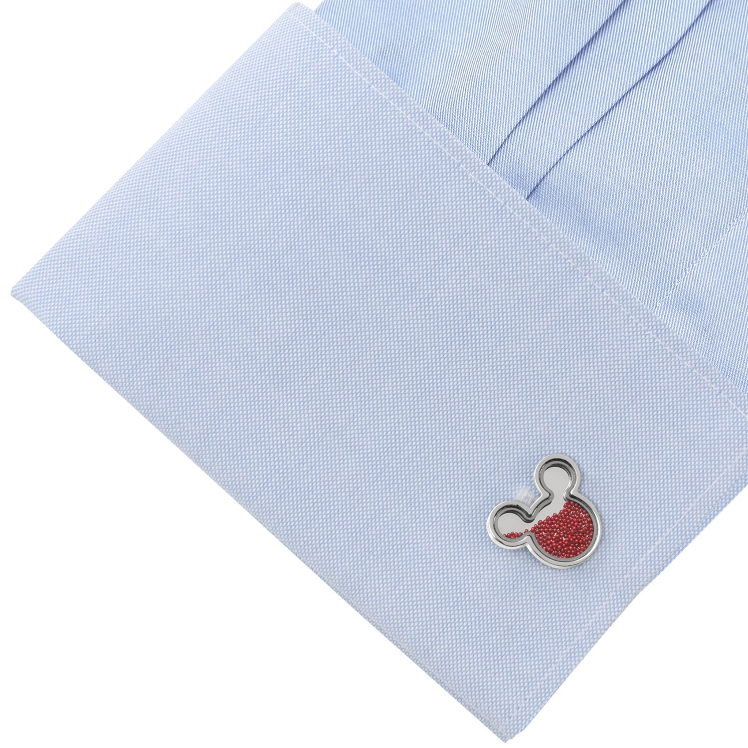Mickey Mouse Silhouette Red Caviar Bead Cufflinks in Silver - Image 3