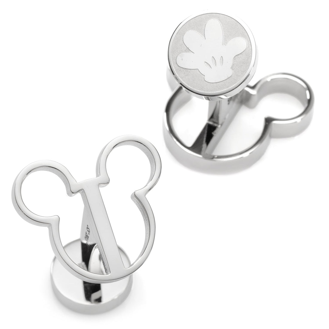 Silver Mickey Mouse Cutout Icon Cufflinks for Men - Image 2
