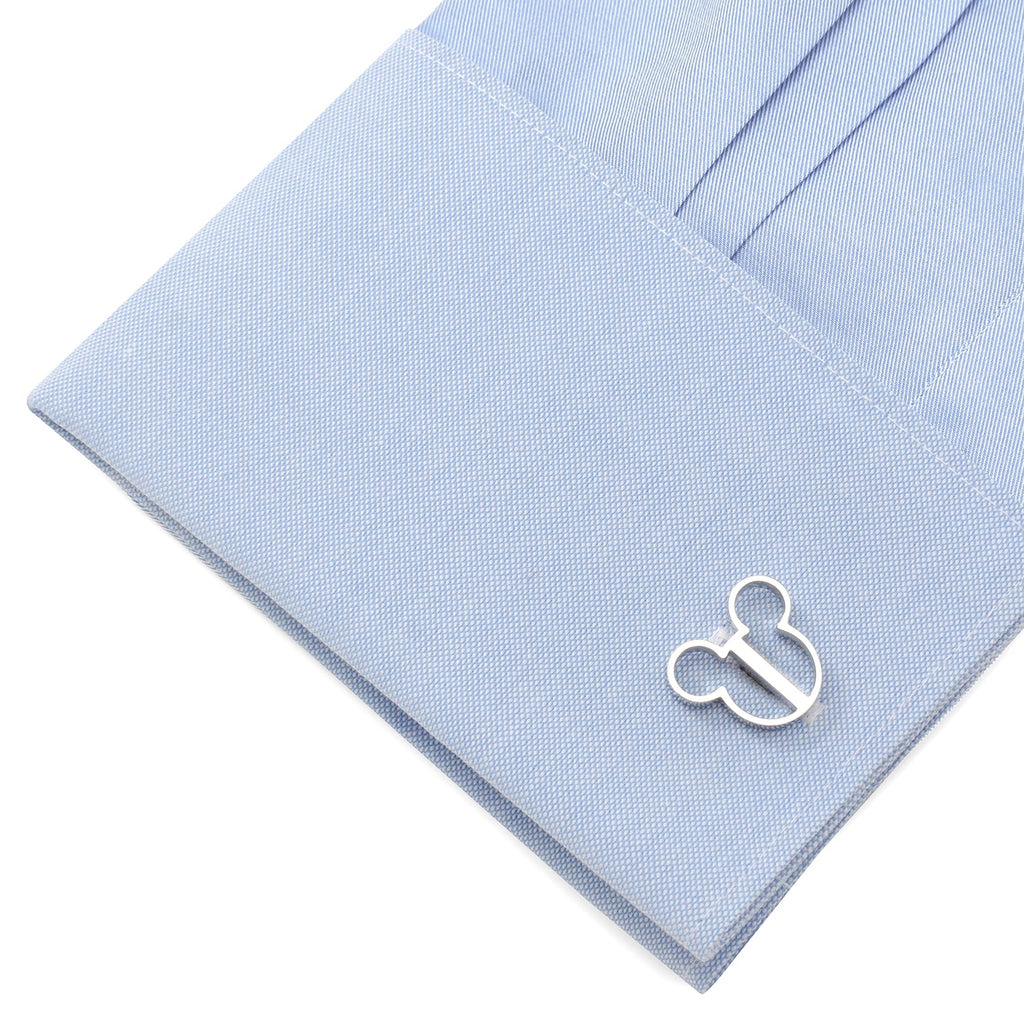 Silver Mickey Mouse Cutout Icon Cufflinks for Men - Image 3