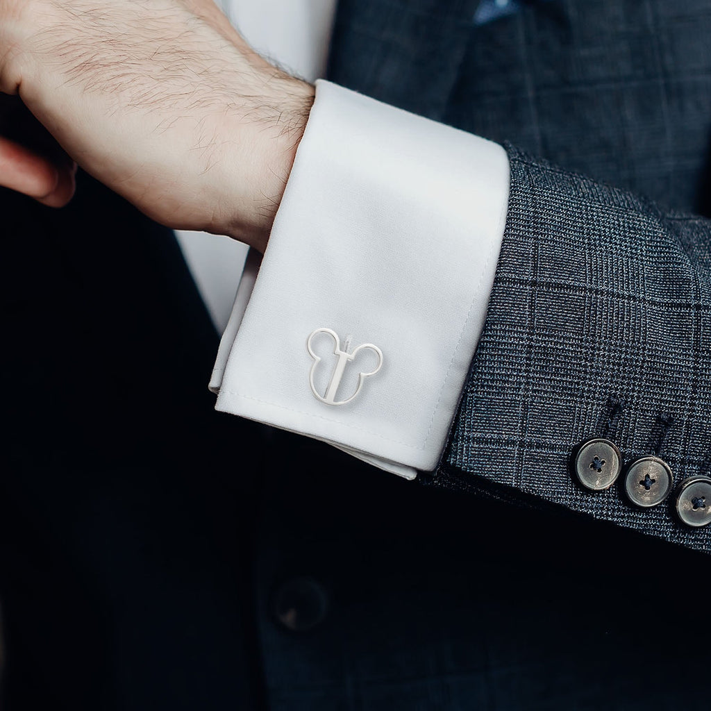 Silver Mickey Mouse Cutout Icon Cufflinks for Men - Image 5