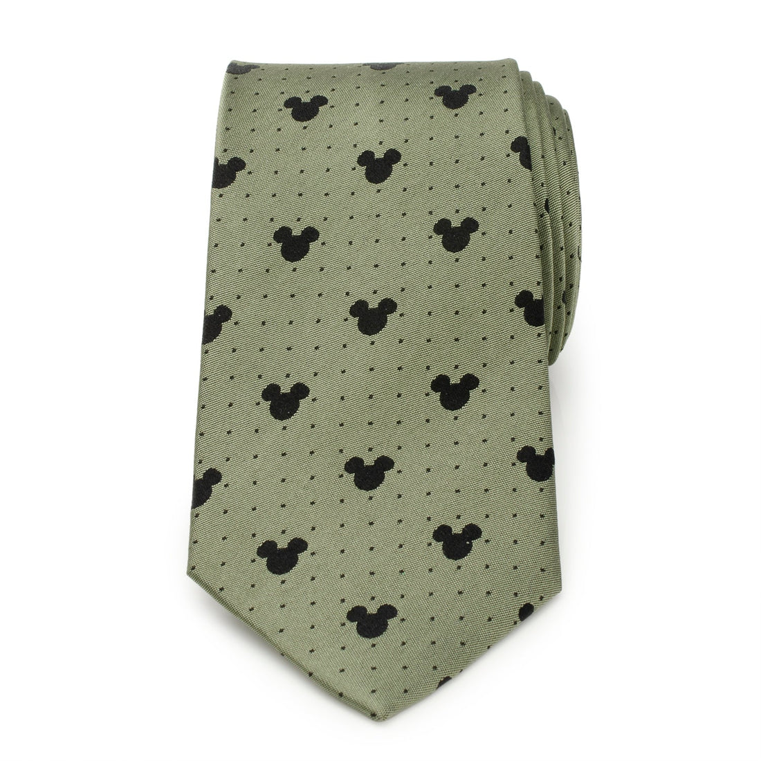 Mickey Mouse Silhouette Dot Silk Tie in Earthy Green - Image 3