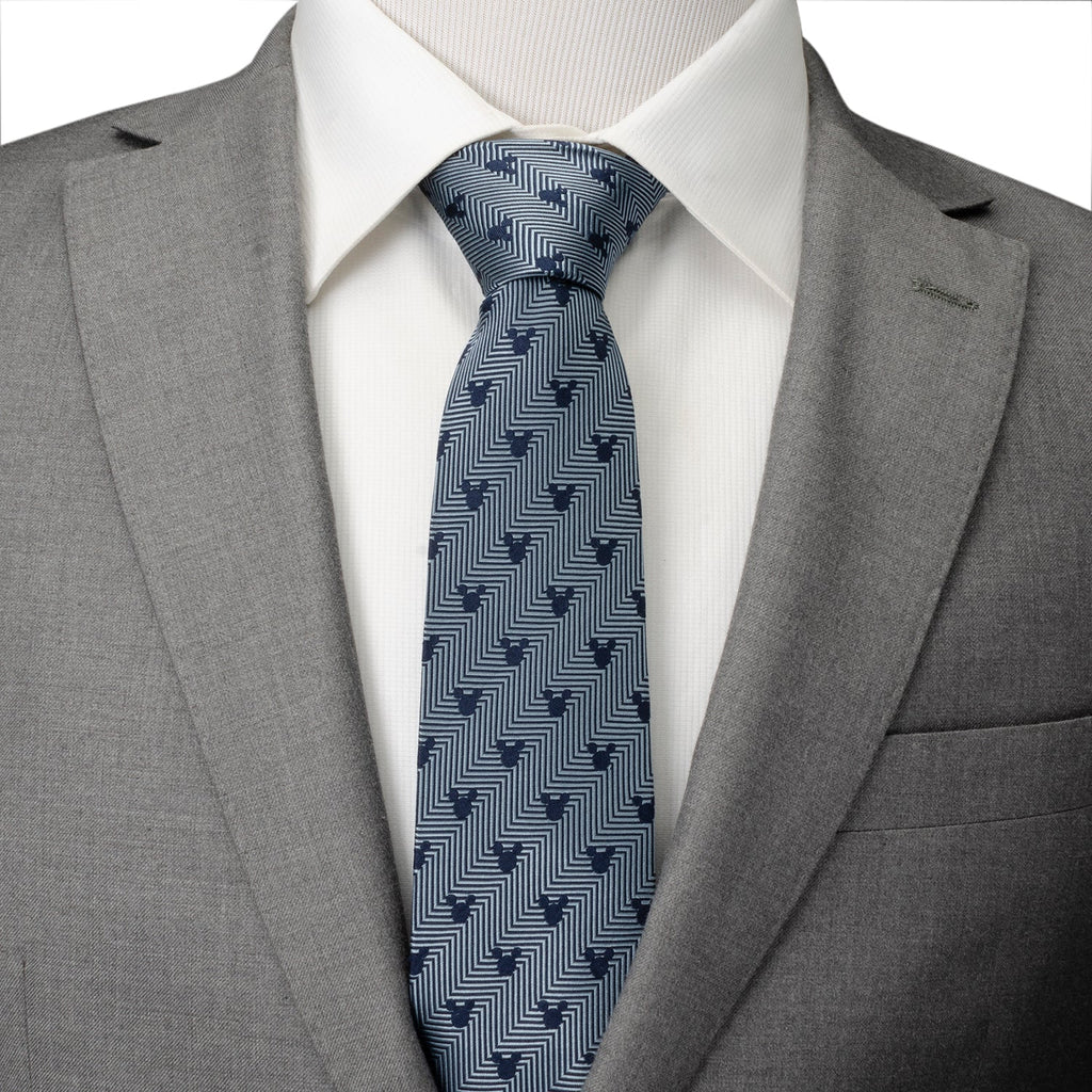 Mickey Mouse Blue Herringbone Silk Necktie - Image 2