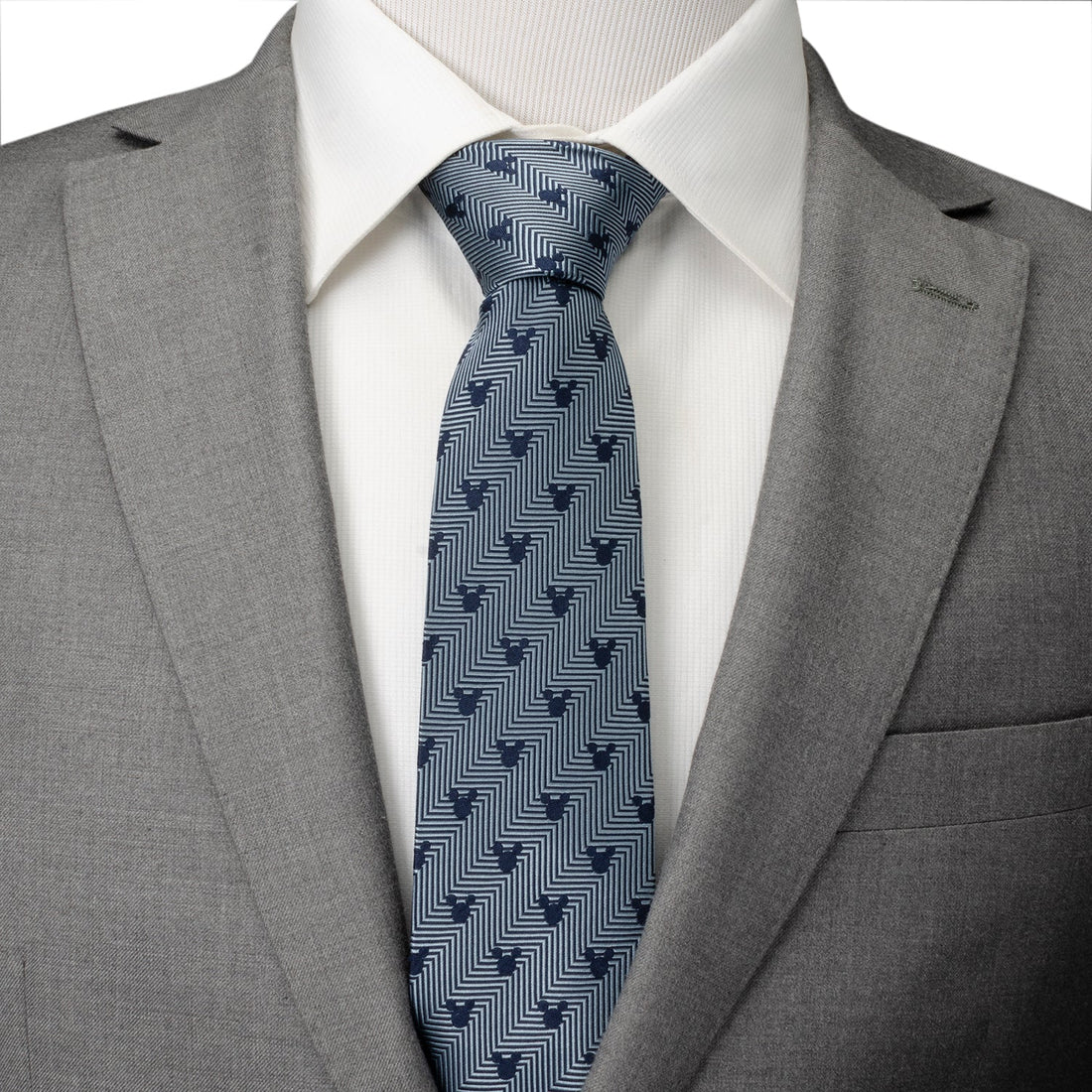 Mickey Mouse Blue Herringbone Silk Necktie - Image 2