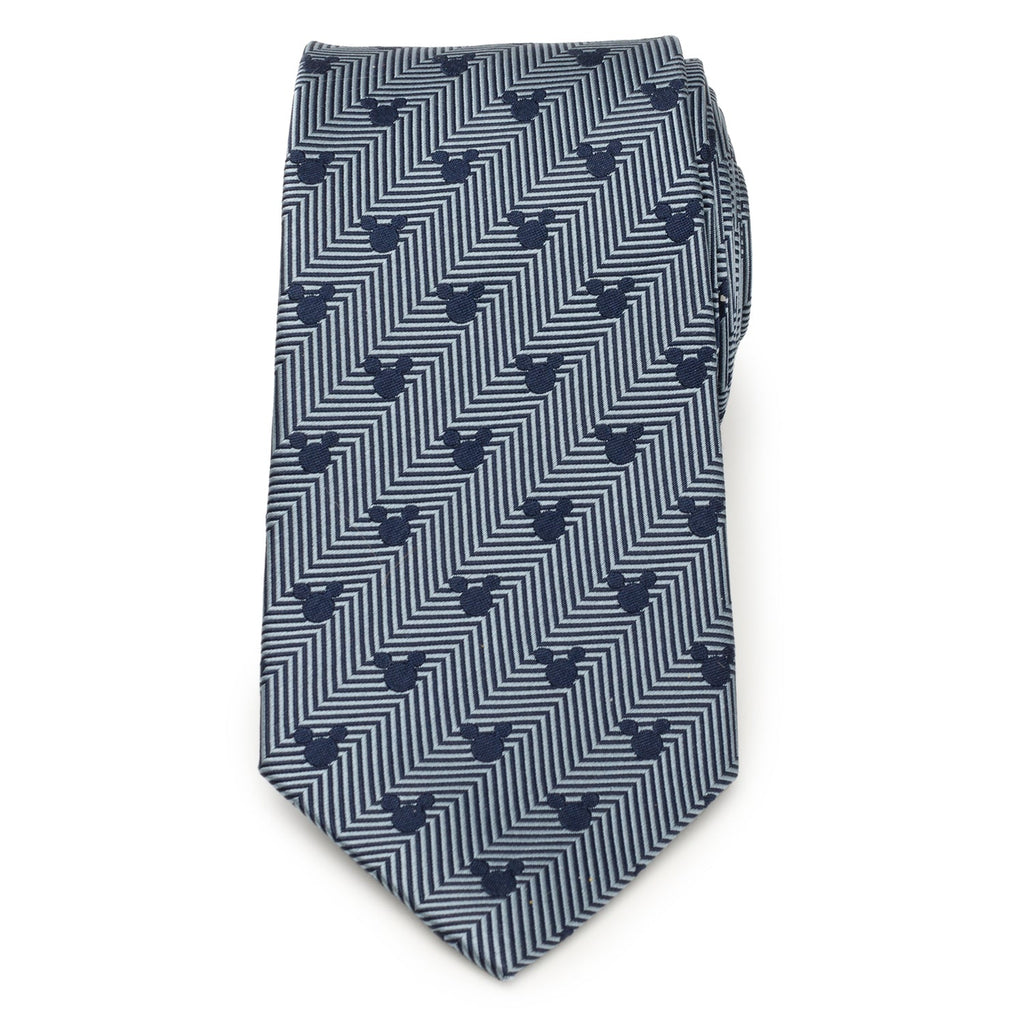 Mickey Mouse Blue Herringbone Silk Necktie - Image 3