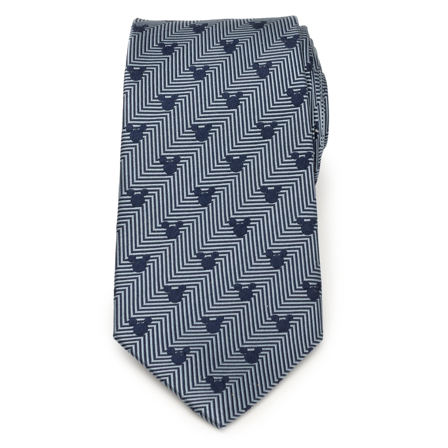 Mickey Mouse Blue Herringbone Silk Necktie - Image 3