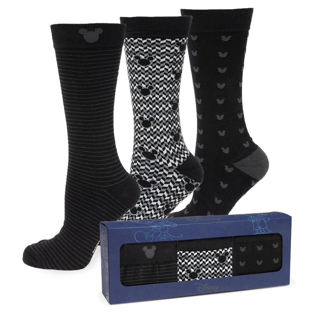 Mickey Mouse Black Patterned Sock Gift Set with Lapel Pin - Image 2