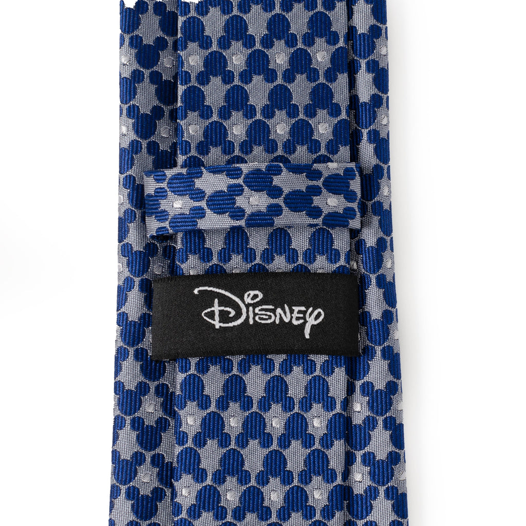 Disney Mickey Mouse Icon Dot Pattern Silk Tie in Blue and Gray - Image 4
