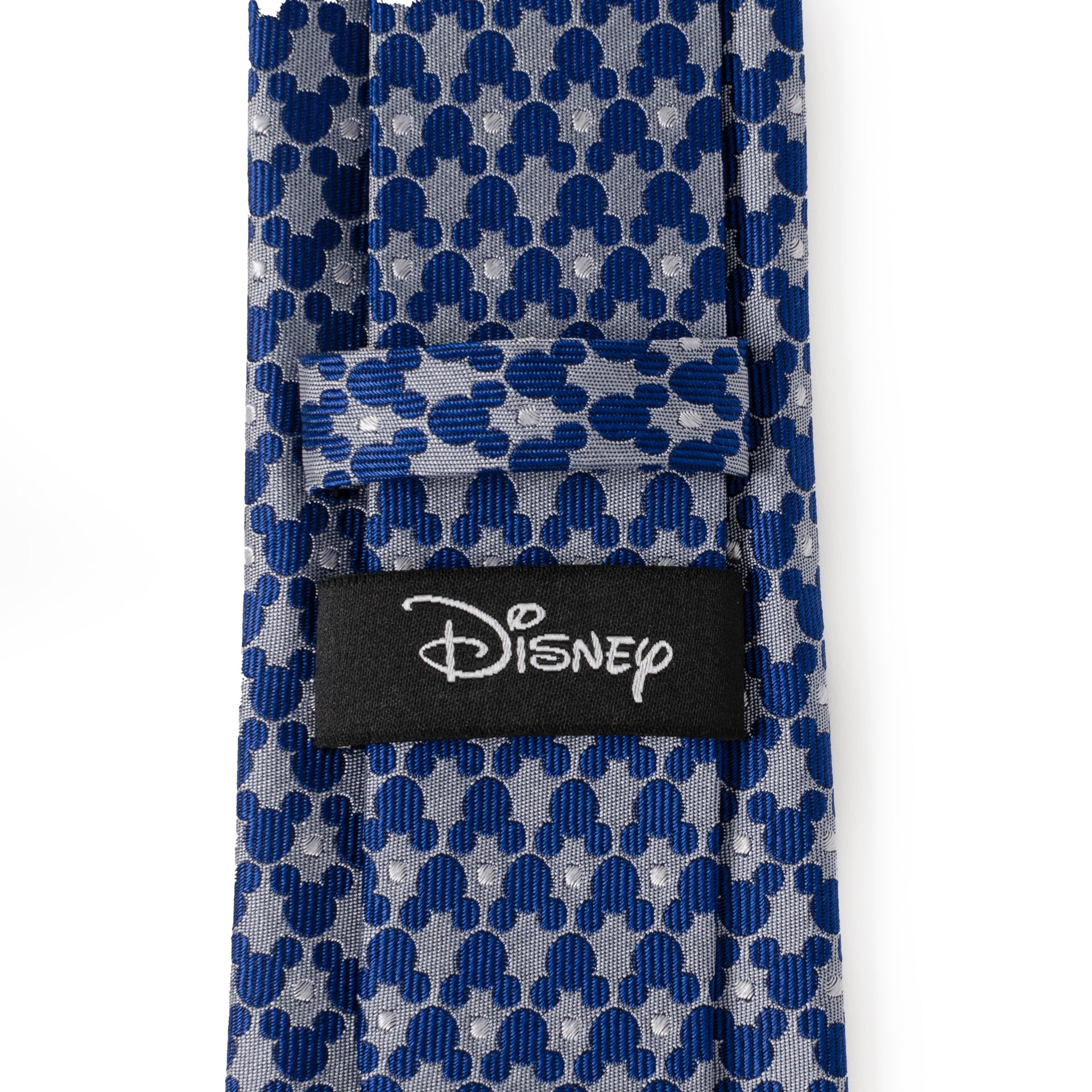 Disney Mickey Mouse Icon Dot Pattern Silk Tie in Blue and Gray - Image 4