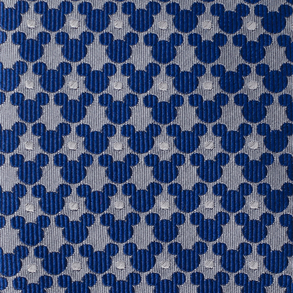 Disney Mickey Mouse Icon Dot Pattern Silk Tie in Blue and Gray - Image 5