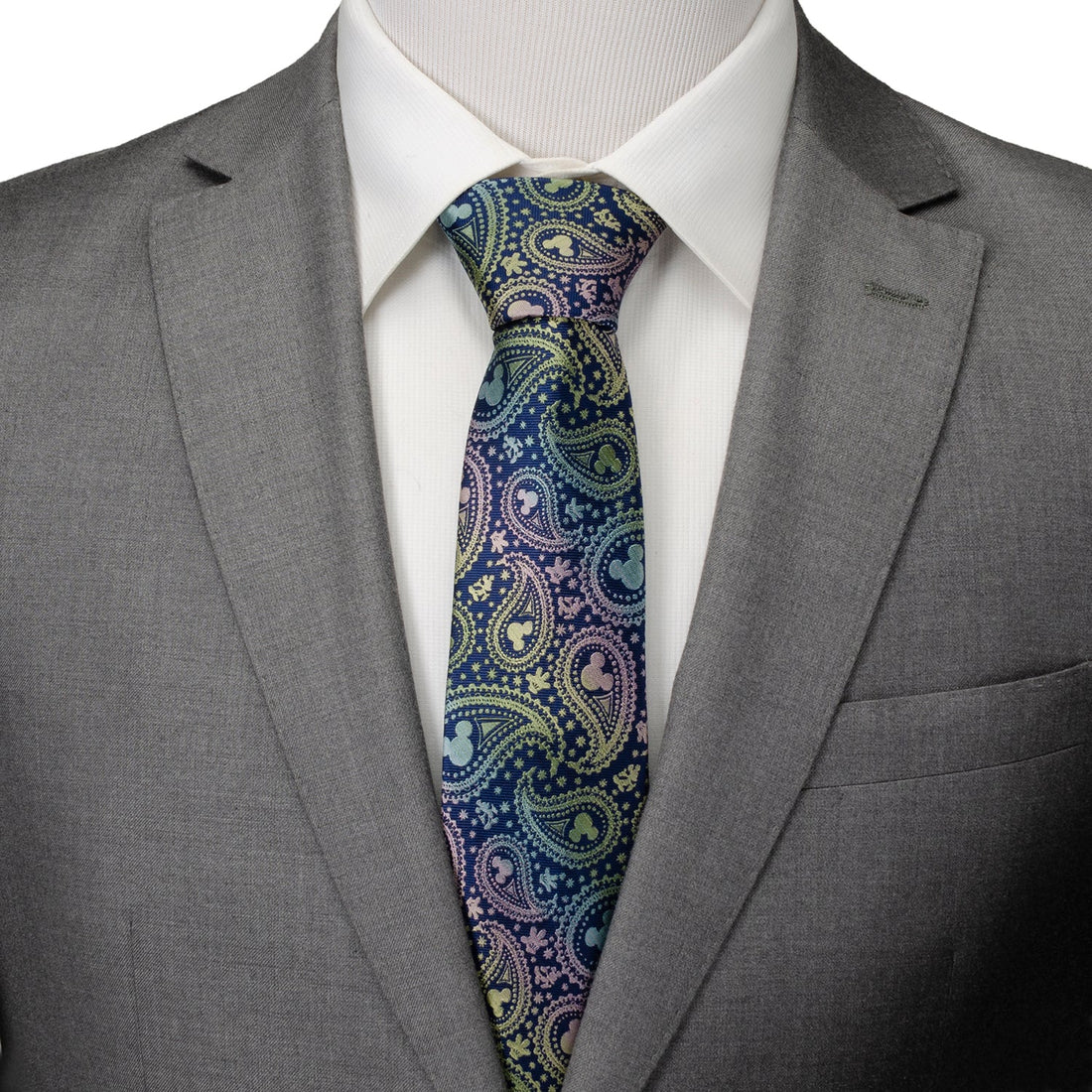 Disney Mickey Mouse Iridescent Paisley Navy Silk Tie