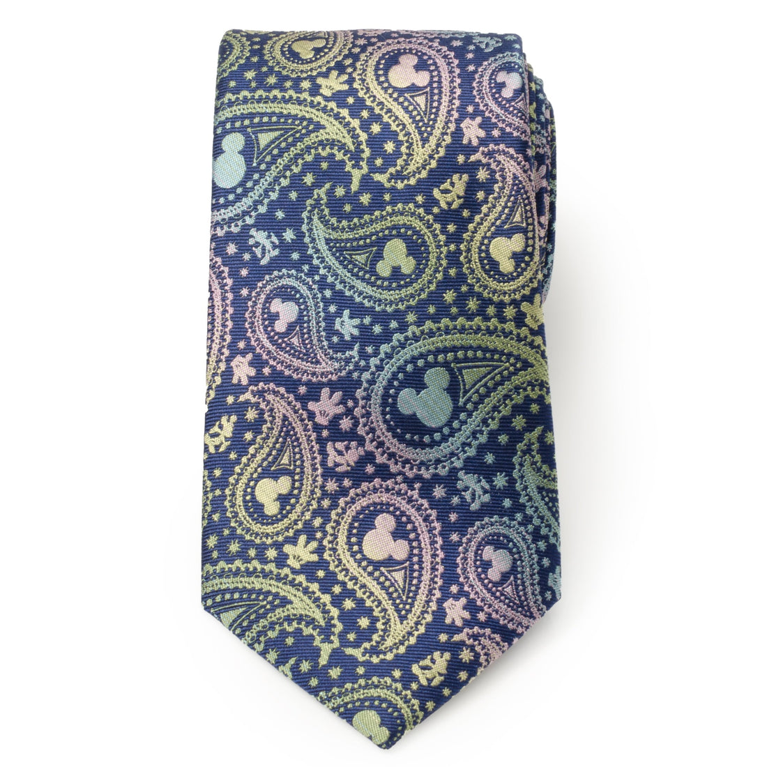 Disney Mickey Mouse Iridescent Paisley Navy Silk Tie