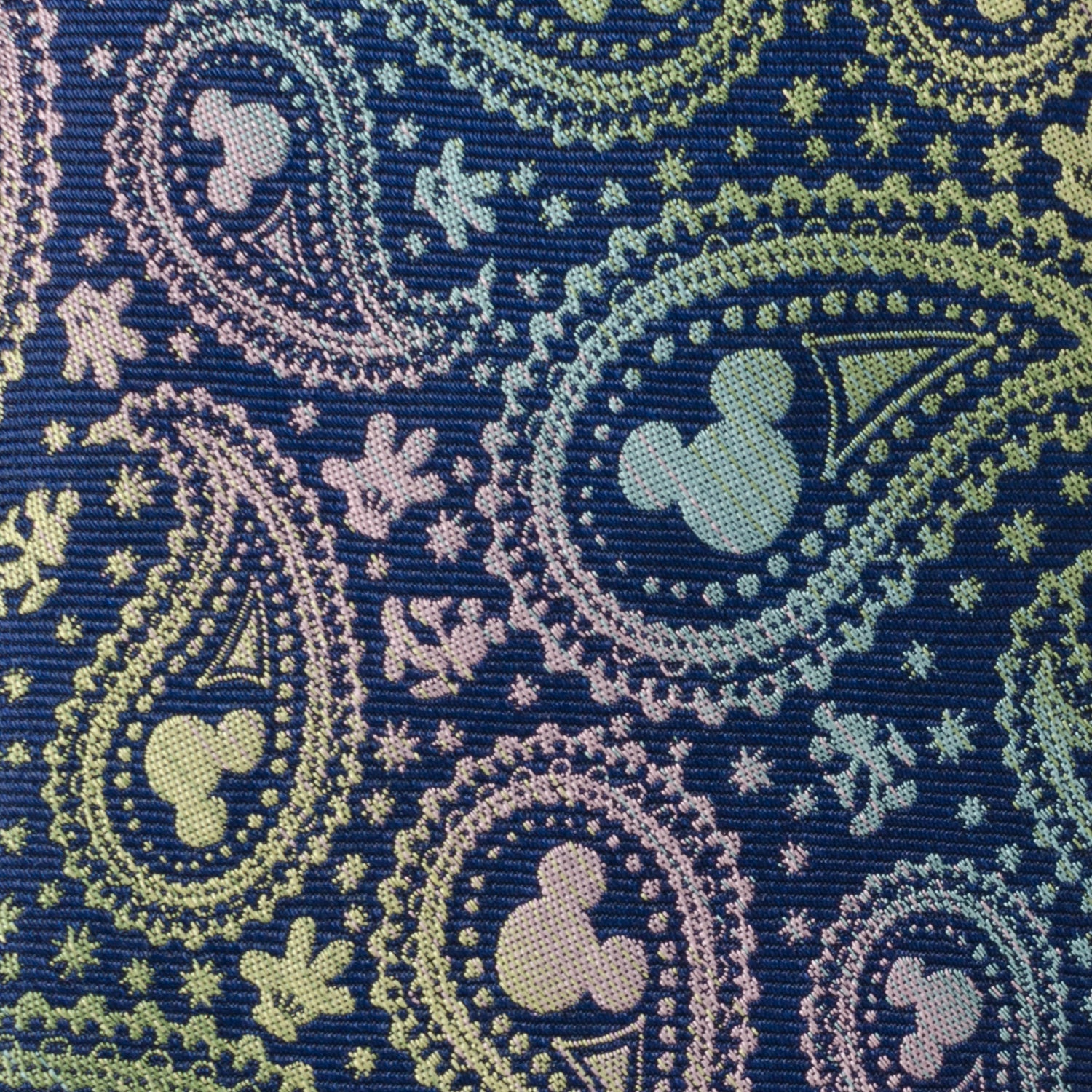 Disney Mickey Mouse Iridescent Paisley Navy Silk Tie