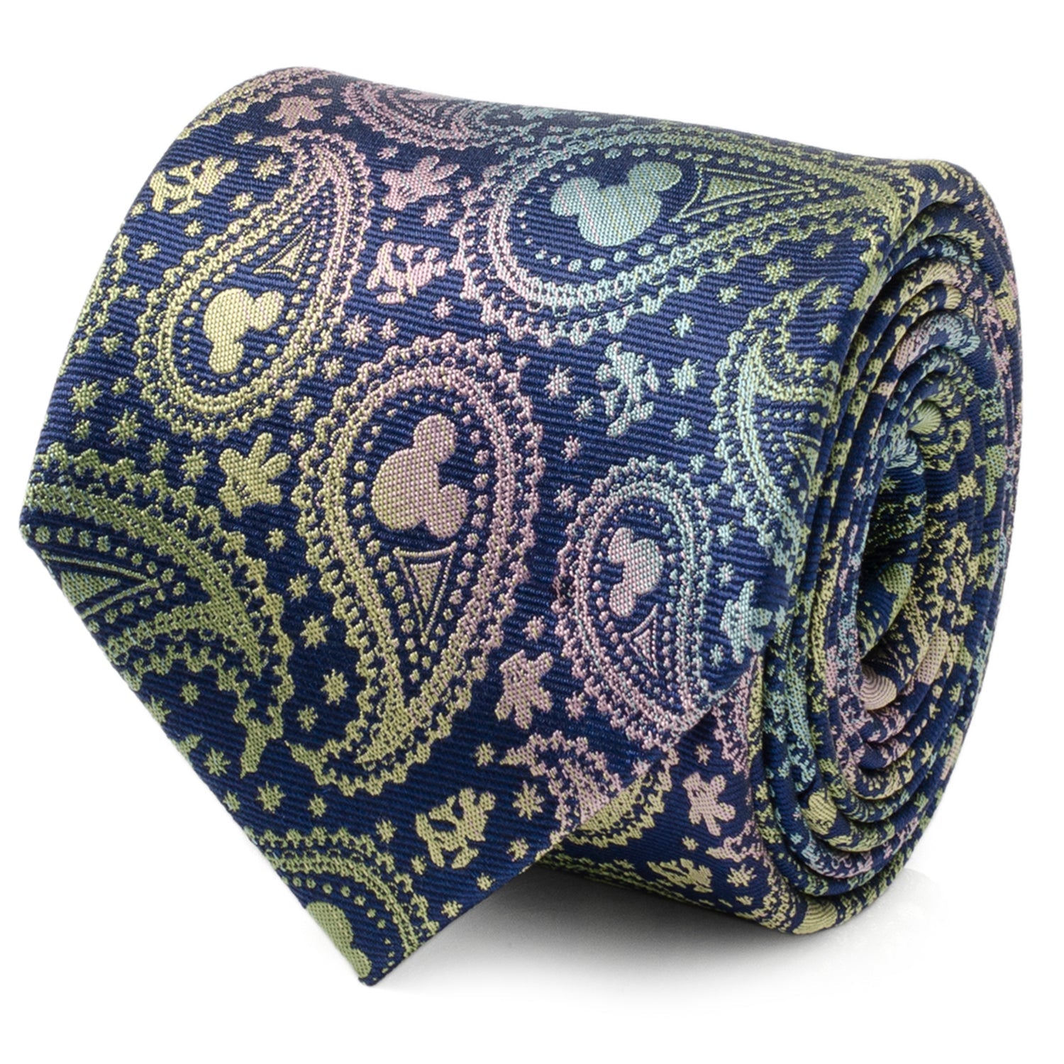 Disney Mickey Mouse Iridescent Paisley Navy Silk Tie