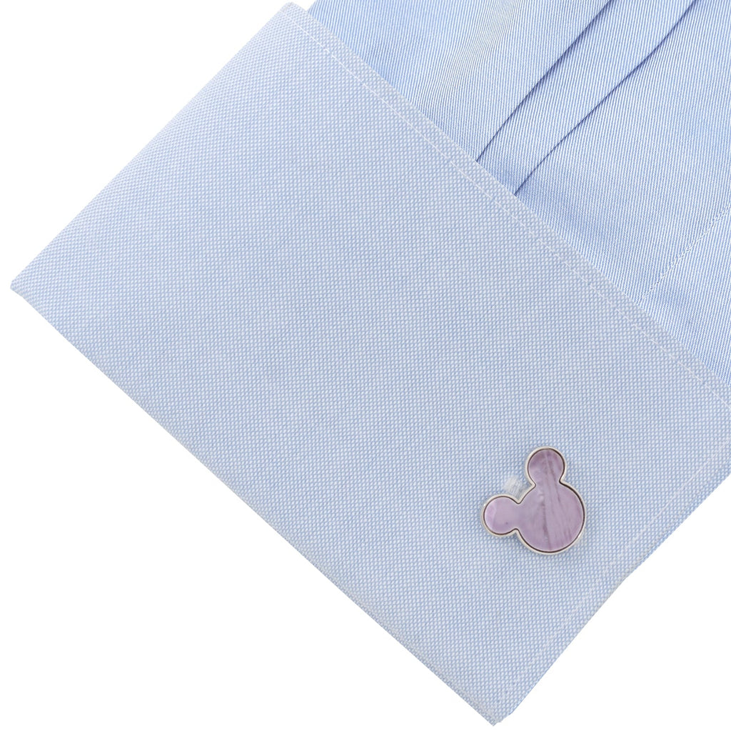 Mickey Mouse Lavender Mother of Pearl Sterling Silver Cufflinks - Image 3