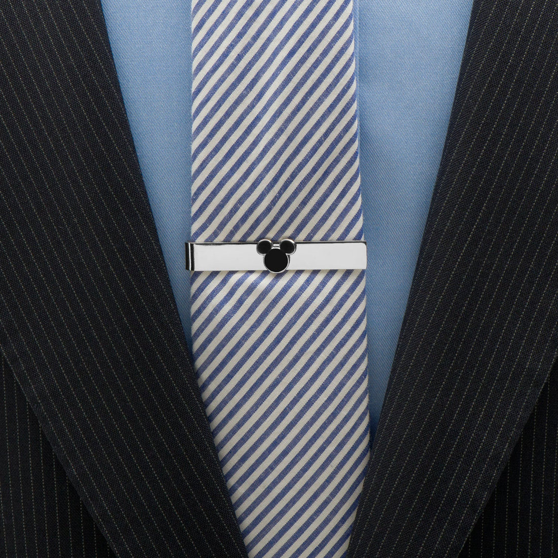 Disney Mickey Mouse Icon Tie Bar in Silver and Black - Image 2