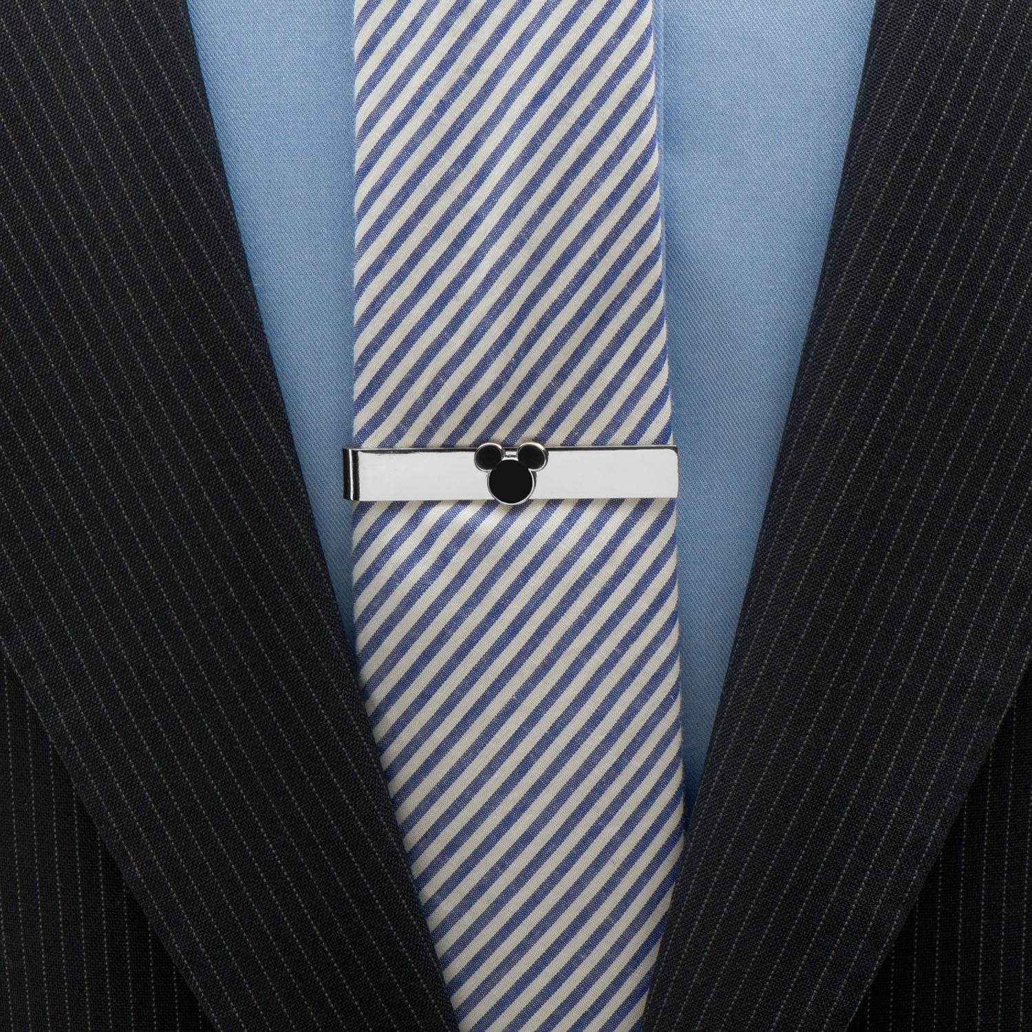 Disney Mickey Mouse Icon Tie Bar in Silver and Black - Image 2