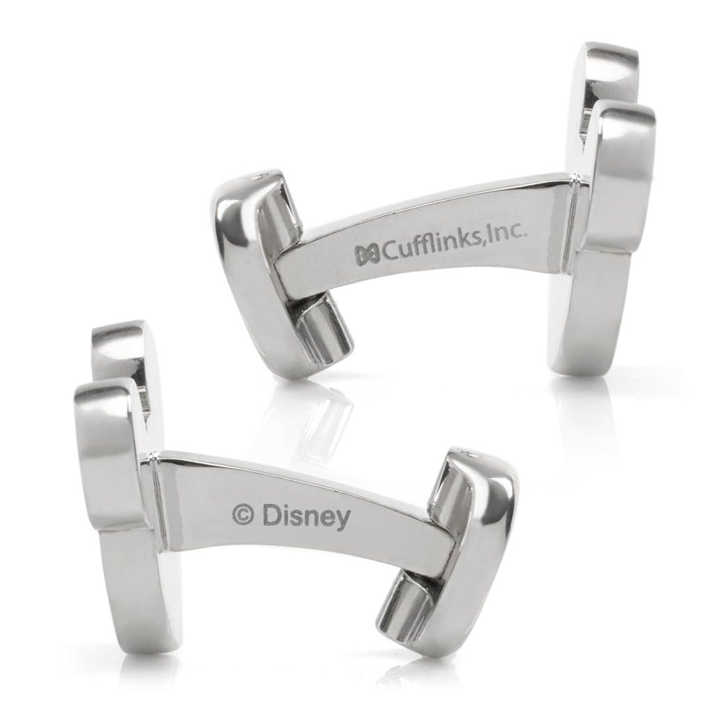 Disney Mickey Mouse Head Silhouette Basket Weave Silver Cufflinks - Image 4